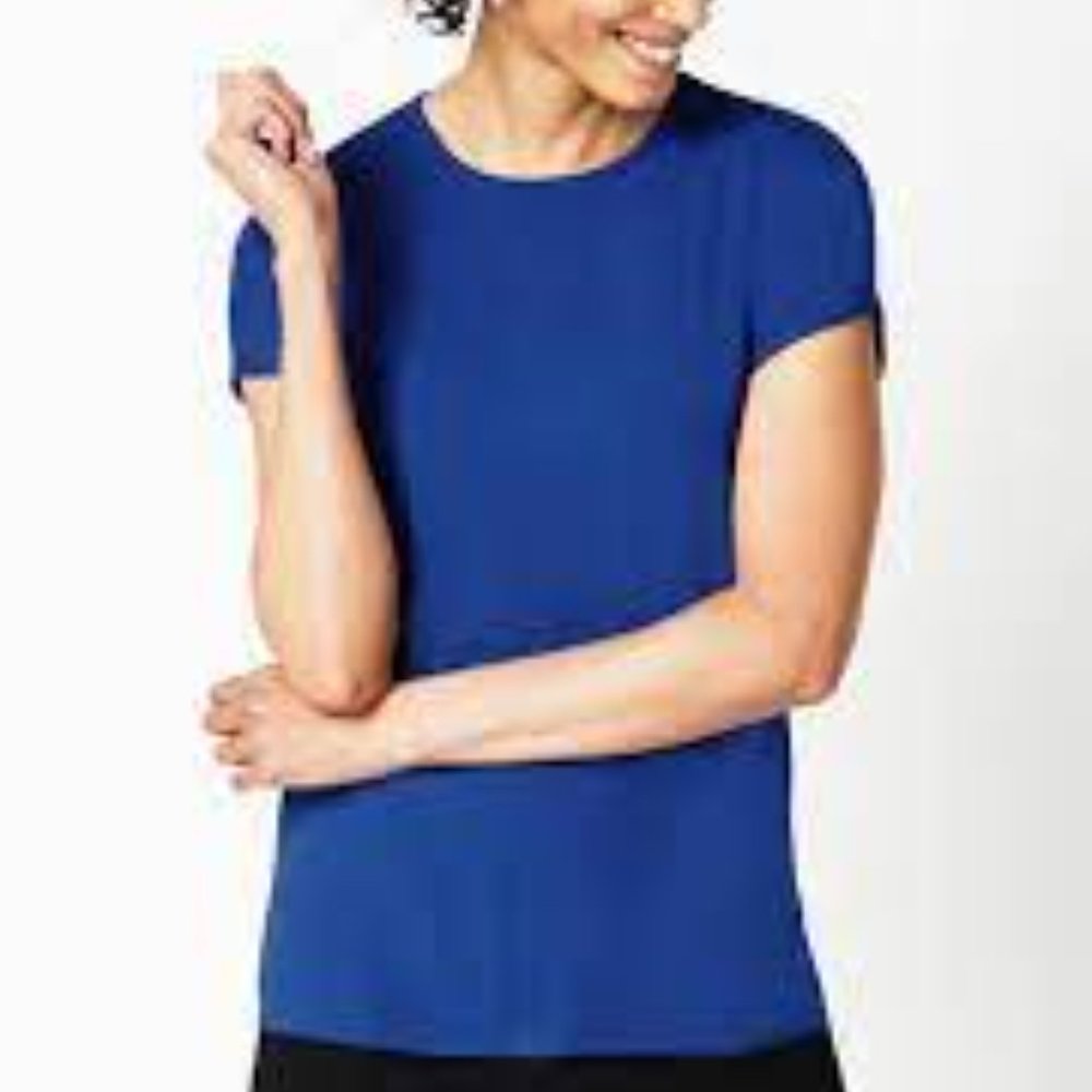 J.Jill Wearever Tunic color-block royal blue + black